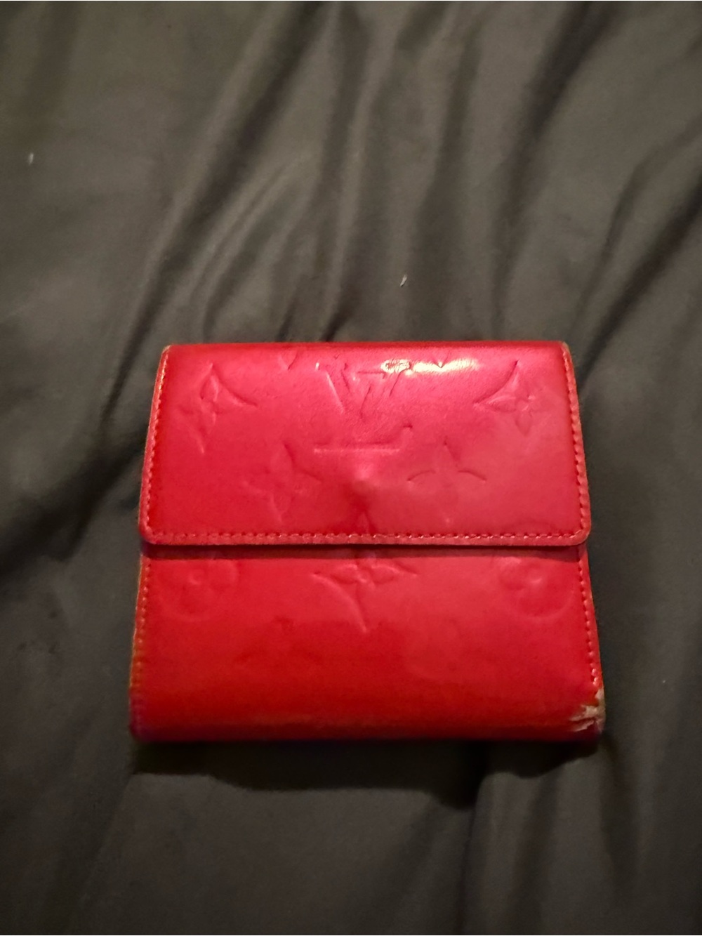 Pink Embossed Leather Compact Wallet - Designer Style
